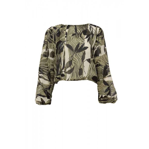 VIDAL KHAKI LEAVES BLOUSE